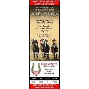  Kentucky Derby The Race Is On Party Ticket Invitation 