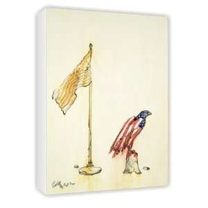 American Eagle acquires US flag colouration, 1985 (pen & colour wash 
