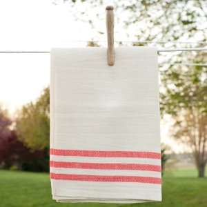  Linen/Cotton Towel Orange Border Stripes: Home & Kitchen