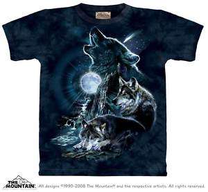 WOLVES BARK AT THE MOON ADULT T SHIRT MOUNTAIN  