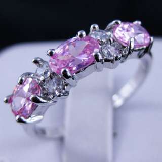 Bland new pink sapphire ladys 10KT wihte Gold Filled Ring size 8 