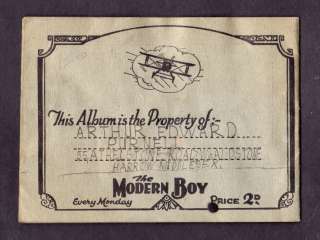 THE MODERN BOY UPTO DATE AEROPLANES   TRADE CARDS ALBUM  