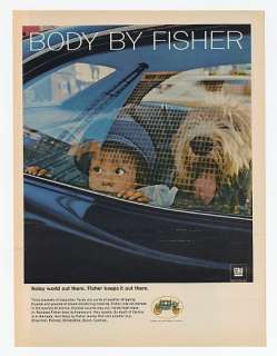 1967 Body By Fisher Noisy World Girl Sheep Dog Print Ad  