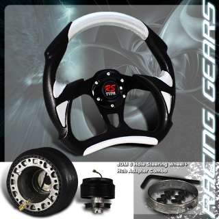 3000GT Impreza 320MM Black w/ Silver PVC Leather Racing Steering Wheel 