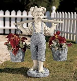 Pocket Full of Posies Flower Child Little Girl Planter Garden Statue 