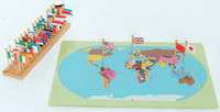 Montessori Geography   World Map, Flags and Stand  