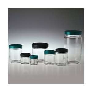 Clear Glass Jar, 2oz, Green PTFE Lined Cap, case/24:  
