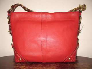 Coach Chili Red Leather Carly Tote Handbag 10615 NWT Satchel Brass 