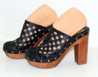 Jeffrey Campbell 9 Shoes Woodies Clogs Black Leather Studs Cage Sandal 