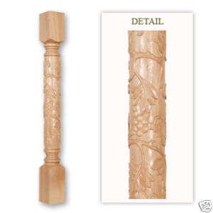 42H,Hand Carved Hard Wood Post Baluster Base Mantel  