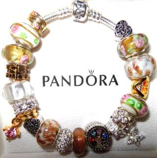   PANDORA BRACELET SILVER SET WITH BOX & BAG 7.9 WONDERFLY LILY