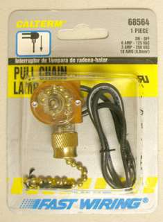 Calterm Pull Chain Lamp Switch 68564 6A@125VAC 3A@250VA New