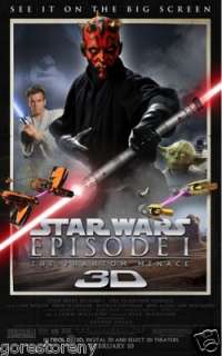 STAR WARS PHANTOM MENACE 3D Movie Poster Episode 1 Empire Jedi Sith 