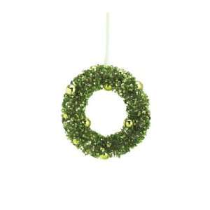  SET of 6 Green 6 Glitter Christmas Wreath Ornaments: Home 