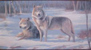 Homco Home Interiors Picture Gray Wolves in Snow VGC  