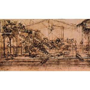   Leonardo Da Vinci   24 x 14 inches   Perspectiva para la Adoración