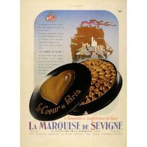   French Ad Marquise de Sevigne Chocolate Coeur Box   Original Print Ad