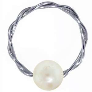   16G 1/4 Genuine Pearl Solid 14K White Gold Twisted Captive: Jewelry
