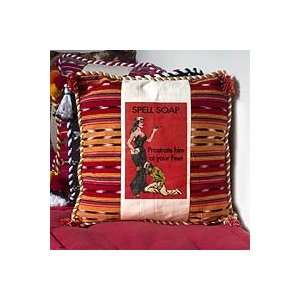  NOVICA Cotton cushion cover, At Her Feet