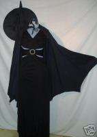 Black Witch Costume w/ Bat Wing Cape & Hat.   Size: Sm.  