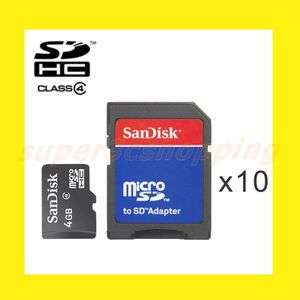Lot of 10 Sandisk 4GB Micro SD HC Class 4 Memory Card  