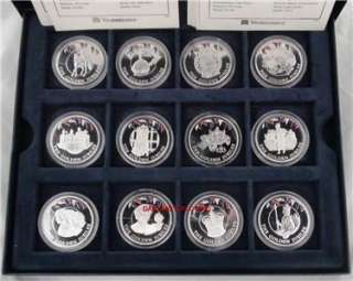  FALKLAND ISLANDS SILVER PROOF COLOURED 50p CROWN 12 COIN SET  