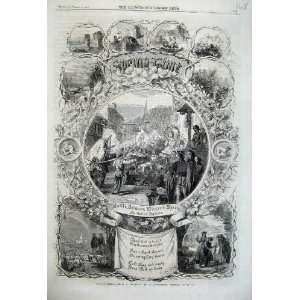   : 1860 Spring Time Sheep Street Poem Flowers Chickens: Home & Kitchen