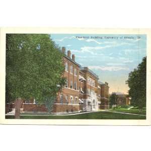 1920s Vintage Postcard   Chemistry Building   University of Illinois 