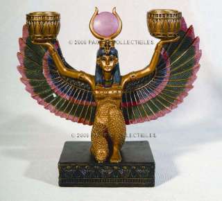 EGYPTIAN EGYPT ISIS W/ OPEN WINGS STATUE CANDLEHOLDER  