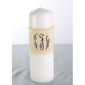  Silk Monogram Pillar Candle Style DB61PC Arts, Crafts 