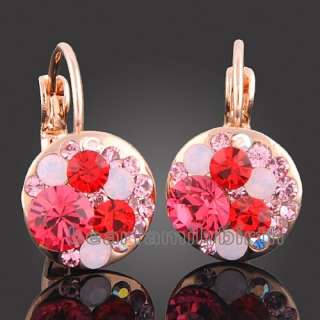 18k rose Gold Gp multi swarovski crystal earrings 656  