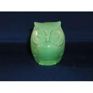    Hand Made Chameleon Green Fenton Glass Owl 