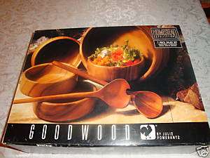 Vintage Goodwood 7 PIECE SALAD SET   Beechwood [NEW]  