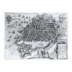  Map of Antwerp, 1598 Subject Giclee Poster Print by Dutch 