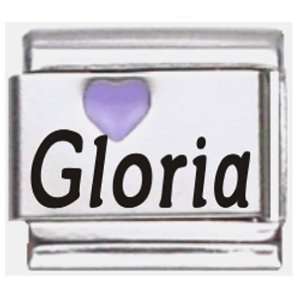  Gloria Purple Heart Laser Name Italian Charm Link Jewelry