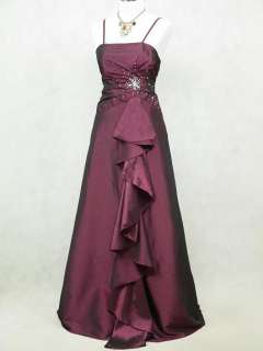 Cherlone Satin Dark Purple Long Ball Gown Wedding/Evening Dress UK 