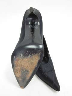 RICHARD TYLER Black Satin Beaded Pumps Heels Shoes Sz 6  