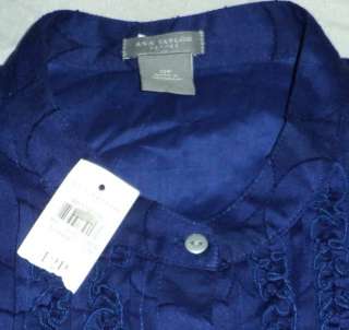 NWT ANN TAYLOR Blue Cap Slv Ruffle Shirtdress Dress 12P  