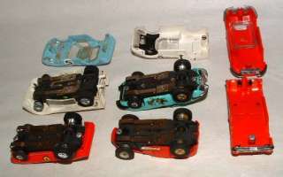 1960s AURORA TJET HO SCALE SLOT CAR LOT WITH CASE AND SEVERAL BODIES 