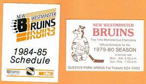 1979 80 New Westminster Bruins Jr Hockey Schedule WHL  