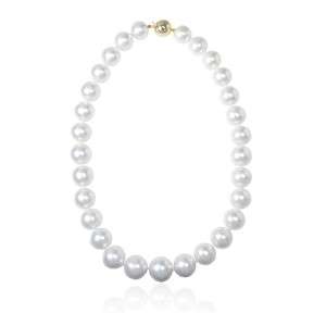 14k Yellow Gold White South Sea Pearl Necklace  
