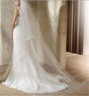 Long White / Ivory Crystal Bridal wedding Veil accessories AV001 