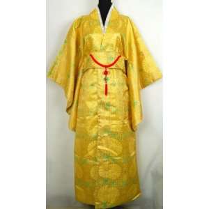   Tone® Geisha Satin Costume Kimono Robe Gold One Size: Home & Kitchen