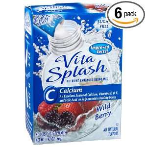 Vita Splash Calcium Sugar Free Drink Mix, Wild Berry, 8 Count Packets 