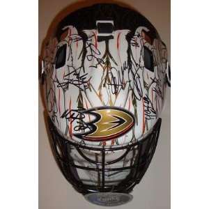 2011 12 Anaheim Ducks Team Signed Goalie Mask w/COA Getzlaf, Selanne 