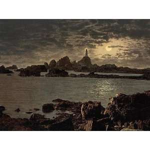  Travel Poster   Jersey Corbiere Lighthouse by moonlight Channel 