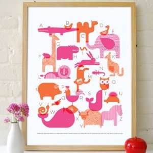    Petit Collage Animal Alphabet Poster   Pink