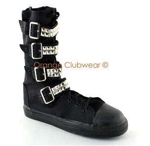 DEMONIA TYRANT 203ST Mens Steel Toe Studded Goth Punk Sneakers Casual 