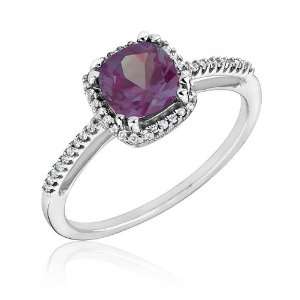  Created Alexandrite and Diamond Ring 1/10ctw   Size 6.5 