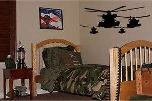 Helicopter Army Boys Kids Room Wall Decal Decor Huge 50  